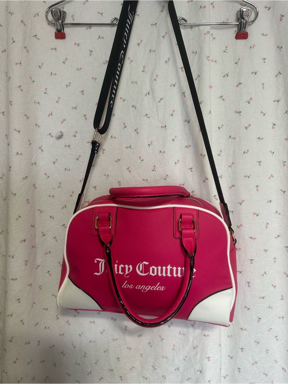 Juicy Couture Hot Pink and White Dome Satchel with Logo Strap - Picture 10 of 14